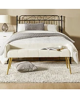 Hulala Home Modern Luis 55.25" Wide Bench with Sturdy Golden Metal Tapered Leg