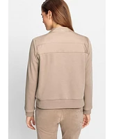 Olsen Mixed Media Zip Front Jacket