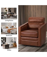 Hulala Home Jorge Contemporary Classic 28.74'' Wide Genuine Leather Swivel Chair