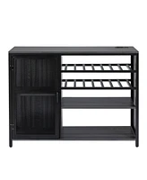 Slickblue Bar Cabinet and Wine Storage Credenza with Wine Racks and Stemware Holder for Liquor and Beverage Organization