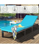 Sugift Paito Wicker Chaise Lounger with Adjustable Backrest