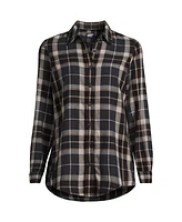 Lands' End Plus Flannel Boyfriend Fit Long Sleeve Shirt