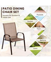 Sugift 2 Pieces Patio Outdoor Dining Chair with Armrest