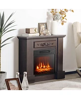 Gymax 18'' Electric Fireplace Inserts & Freestanding Adjustable Heater Log Flame 1400W