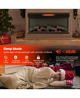 Gymax 36 Inches 3-Sided Glass Electric Fireplace w/ Remote Control Thermostat 9H Timer