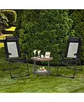 Sugift 2 Pieces Patio Adjustable Folding Recliner Chairs with 7 Level Adjustable Backrest