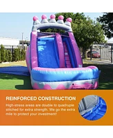 JumpOrange Commercial Grade Inflatable Princess Tiara Xtreme Party Water Slide with Air Blower ,Pvc Vinyl , Outdoor Play, Kids Party