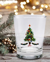 Fiesta Christmas Tree Dof Double Old-Fashioned Glass, Set of 4