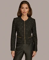 Donna Karan New York Women's Zipper-Front Tweed Jacket