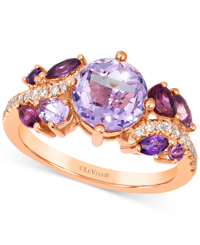 Le Vian Multi-Gemstone (2-3/8 ct. t.w.) & Nude Diamond (1/6 ct. t.w.) Cluster Ring in 14k Rose Gold