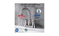 Slickblue 2-Handle 4-Inch Brushed Nickel Bathroom Faucet for Vanity Sinks with Pop-Up Drain and Supply Hoses