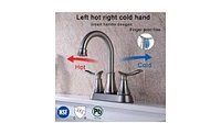 Slickblue 2-Handle 4-Inch Brushed Nickel Bathroom Faucet for Vanity Sinks, Complete with Pop-Up Drain and Supply Hoses