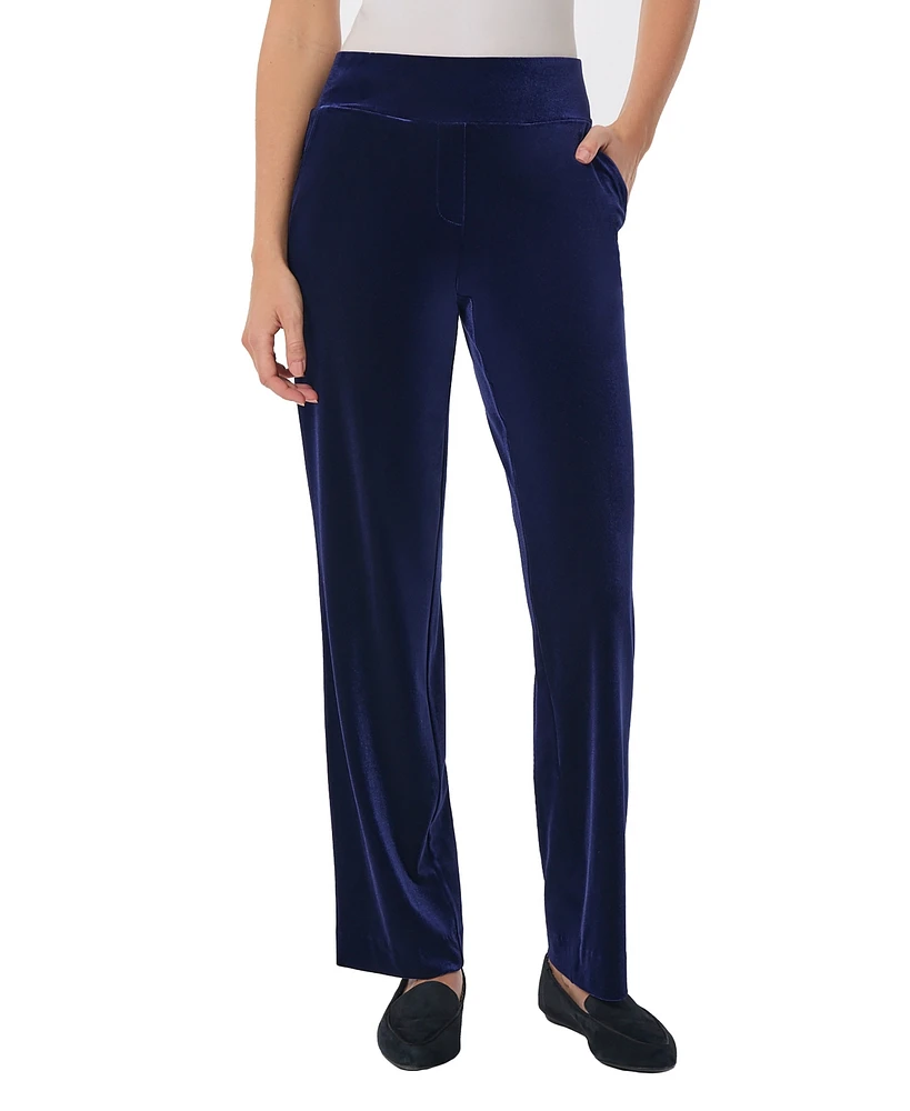 Jones New York Women's Stretch Velour Pull-On Straight-Leg Pants