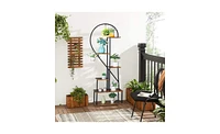 Slickblue Artisasset 2pcs 6 Layers Half Heart Iron Wood Plant Stand