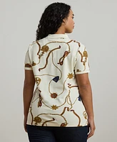 Lauren Ralph Plus Printed Polo Shirt