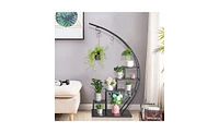 Slickblue Artisasset 5 Layers Semicircle Iron Wood Plant Stand