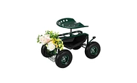 Slickblue Short Handle Garden Seat Cart for Easy Mobility and Comfortable Gardening