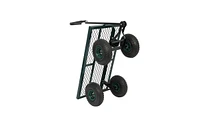 Slickblue Green Garden Wagon with Iron Frame and Wood Panels, Four-Wheel Square Design for Outdoor Use