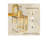 gaomon Bathroom Vanity Light Fixtures Modern Crystal Vanity Light Fixtures Over Mirror，3 Light Modern Crystal Wall Lighting with Square Shade G