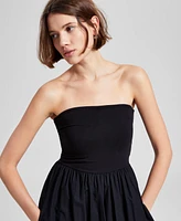 And Now This Women's Strapless Mixed Media Bubble-Hem Midi Dress, Exclusively at Macy's