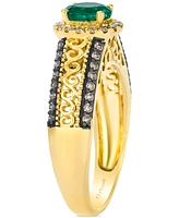 Le Vian Costa Smeralda Emerald (1/2 ct. t.w.) & Diamond (1/3 ct. t.w.) Ornate Ring in 14k Yellow Gold