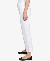 Alfred Dunner Petite Floral Embroidered Denim Cuffed Ankle Pants