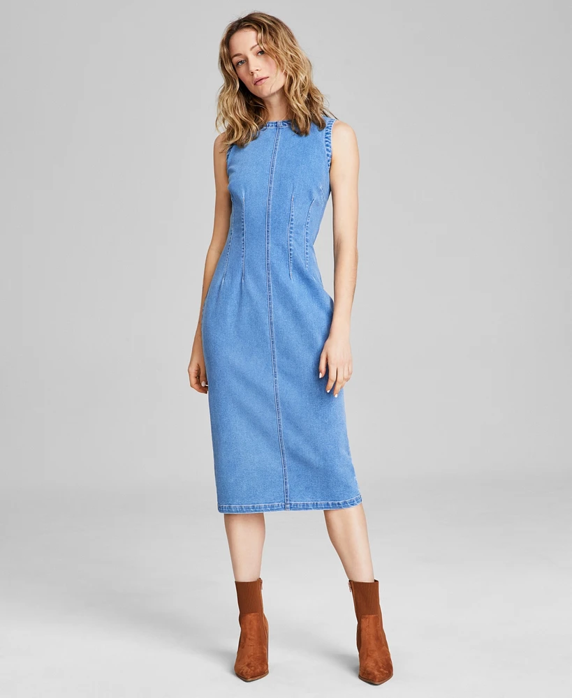 And Now This Women's Sleeveless Denim Midi Dress, Exclusively at Macy's