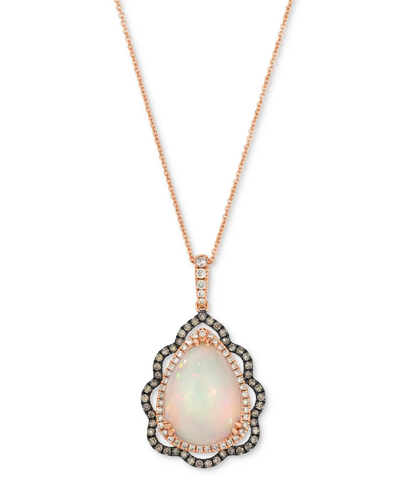 Le Vian Neopolitan Opal (3-1/2 ct. t.w.), Nude Diamond (1/4 ct. t.w.) & Chocolate Diamond (1/3 ct. t.w.) Pendant 20" Necklace in 14k Strawberry Gold