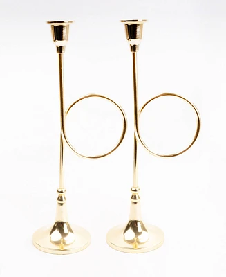 8 Oak Lane Large French Horn Candlesticks, Set of 2
