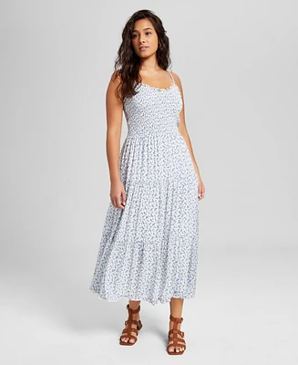 And Now This Petites Petite Smocked Tiered Midi Dress, Exclusively at Macy's