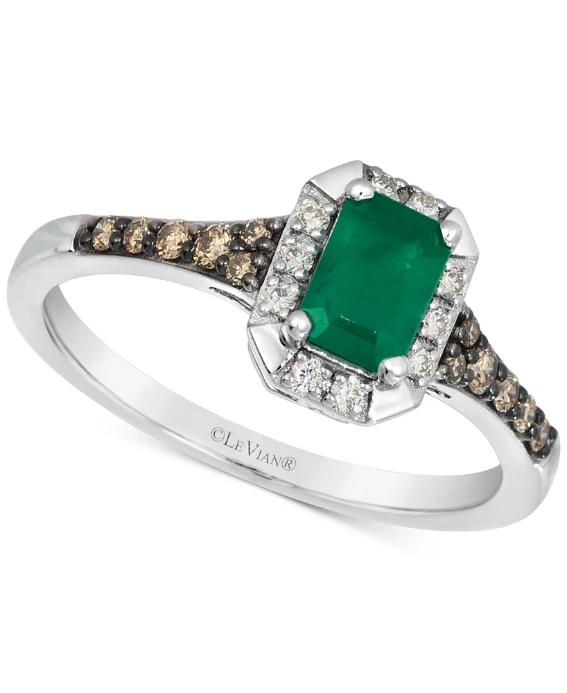 Le Vian Emerald (1/3 ct. t.w.), Nude Diamond (1/20 ct. t.w.) & Chocolate Diamond (1/6 ct. t.w.) Ring in 14k White Gold