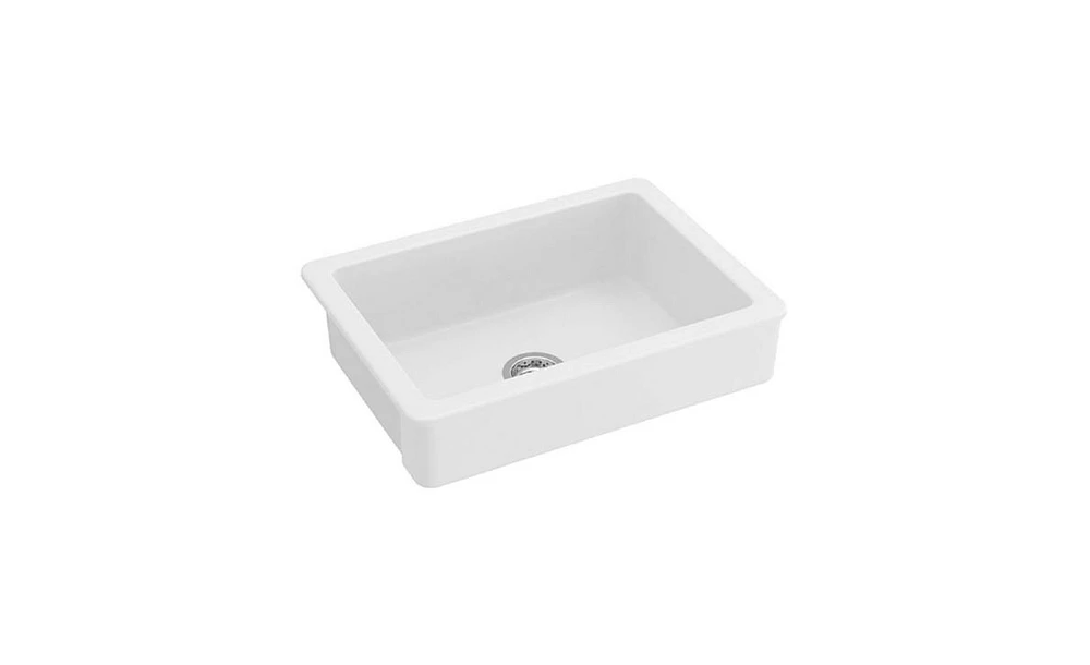 Slickblue Farmhouse Apron-Front White Ceramic Kitchen Sink for Stylish Culinary Spaces