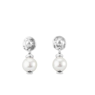 UNOde50 Sterling Silver Metal Clad Cultivated Pearl Earrings