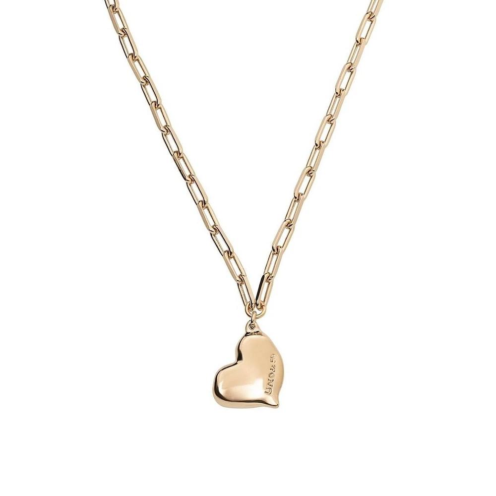 UNOde50 18k Gold-Plated Metal Alloy and Medium Sized Heart Necklace