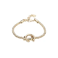 UNOde50 One Strand Elastic Double Moon Bead Metal Bracelet