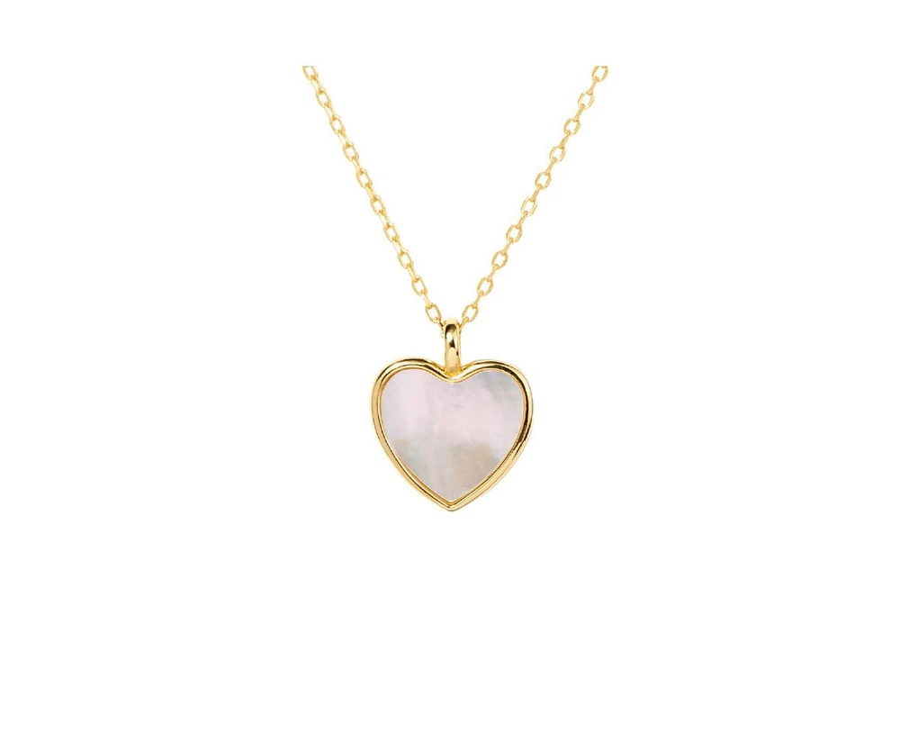 Little Sky Stone Mother-of-Pearl Heart Pendant Charm Necklace in 14k Gold-Plated Sterling Silver