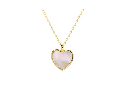 Little Sky Stone Mother-of-Pearl Heart Pendant Charm Necklace in 14k Gold-Plated Sterling Silver