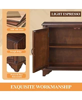 Slickblue 40" Retro Console Table with Adjustable Storage Shelf, Natural Walnut Entryway & Living Room Table
