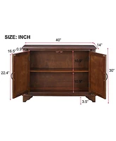 Slickblue 40" Retro Console Table with Adjustable Storage Shelf, Natural Walnut Entryway & Living Room