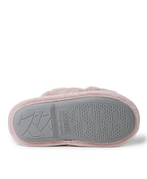 Dearfoams Girls Jess Furry Fuzzy Crossband Slide Slipper