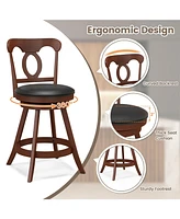 Sugift Set of 2 24 Inch Swivel Bar Stools with Footrest