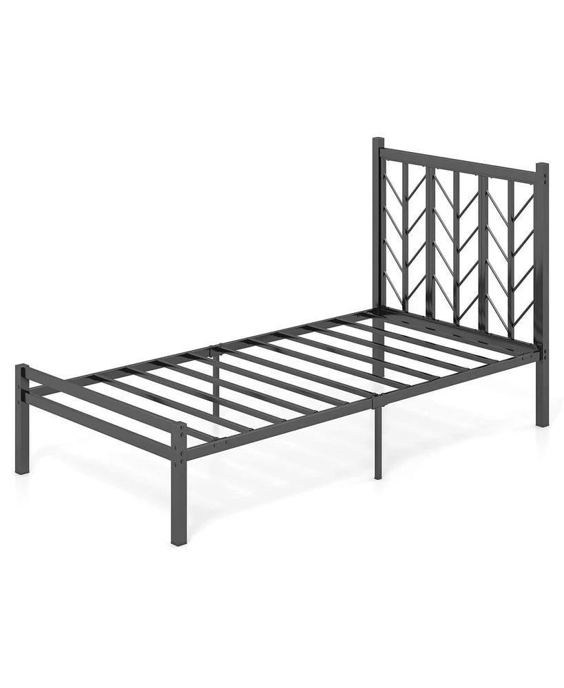 Costway Twin Size Platform Bed with Headboard 11.5" Under Bed Storage Easy Assembly