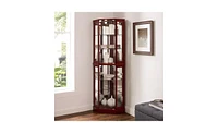 Slickblue 6-Shelf Corner Curio Display Cabinet with Lights and Mirrors