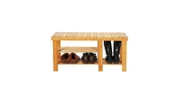 Slickblue Shoe Rack with Strip Pattern Tiers and Boots Compartment, Organized Storage