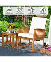 Sugift 2 Pieces Acacia Wood Patio Rocking Chair Table Set