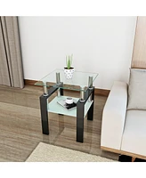 Slickblue Modern Tempered Glass Coffee Table and End Table for Stylish Living Room Decor