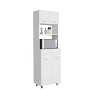 Depot E-Shop Mucura Microwave Double Door Cabinet, One Drawer, One Shelf For Microwave, White