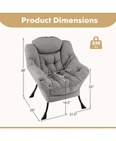 Costway Large Lazy Chair with Cozy Head Pillow Stylish Tufted Back & Seat Armrests