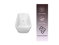 gaomon 49"Acrylic Freestanding Bathtub，Square Shape Janpanese Soaking Tub with Seat Desgin,Modern Soaking Bathtub with Toe-tap Chrome Right Dra
