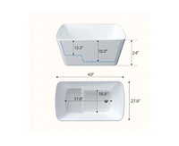 gaomon 49"Acrylic Freestanding Bathtub，Square Shape Janpanese Soaking Tub with Seat Desgin,Modern Soaking Bathtub with Toe